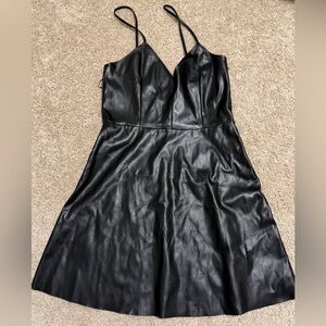Zara Woman faux leather black slip dress in Size Medium
